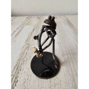 Kalifano frog trumpet band musical figurine‎ metal art screws unique statue